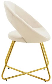 Καρέκλα Valentina pakoworld μπεζ βελούδο-χρυσό πόδι 65x60x82εκ