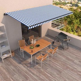 vidaXL Τέντα Συρόμενη Χειροκίνητη Μπλε / Λευκό 600x350 εκ.