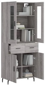 vidaXL Ντουλάπι Γκρι Sonoma 69,5 x 34 x 180 εκ. Επεξεργασμένο Ξύλο