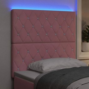vidaXL Κεφαλάρι LED με φώτα λωρίδας LED Argyle Ροζ 90 cm Βελούδο