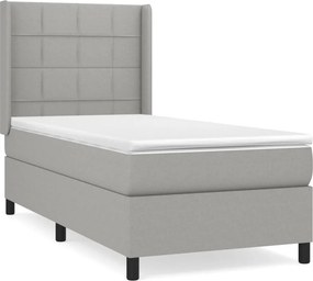 vidaXL Κρεβάτι Boxspring με Στρώμα Ανοιχτό Γκρι 80x200 εκ. Υφασμάτινο