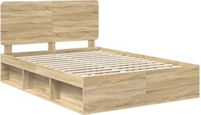 vidaXL Σκελετός Κρεβατιού Sonoma Δρυς 140 x 190 cm