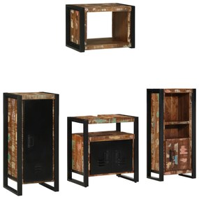 vidaXL Σετ Επίπλων Μπάνιου 4 pcs Πολύχρωμο Στερεό ανακτημένο ξύλο