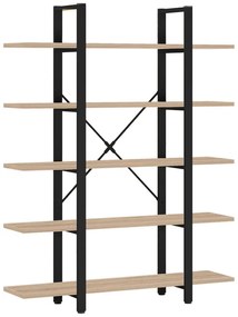Βιβλιοθήκη Esthon pakoworld φυσικό-μαύρο μέταλλο 120x28x180εκ