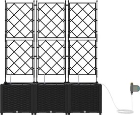 vidaXL Γλάστρα Κήπου 3 pcs Μαύρο Ατσάλι