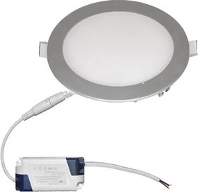 Led panel χωνευτό ασημί στρογγυλό 12W 230V 3000k θερμό λευκό φως 850lm με τροφοδοτικό