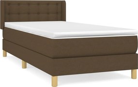 vidaXL Κρεβάτι Boxspring με Στρώμα Σκούρο Καφέ 90x190 εκ. Υφασμάτινο