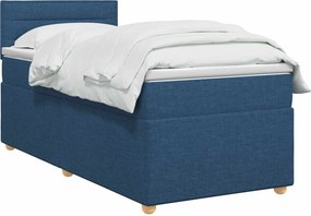 vidaXL Κρεβάτι box spring με στρώμα Μπλε 90 x 200 cm Ύφασμα