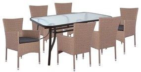 ΣΕΤ 7ΤΜΧ ΤΡΑΠΕΖΙ ΜΕΤΑΛΛΙΚΟ ΚΑΦΕ 160X90 ΜΕ 6 ΠΟΛΥΘΡΟΝΕΣ ΚΑΦΕ-ΜΟΚΑ WICKER HM10587.02