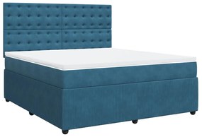 vidaXL Κρεβάτι Boxspring με Στρώμα Σκούρο Μπλε 180x200 εκ. Βελούδινο