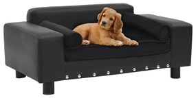 Καναπές-Κρεβάτι Σκύλου Μαύρο 81x43x31 εκ. Βελουτέ/Συνθετ. Δέρμα - Μαύρο