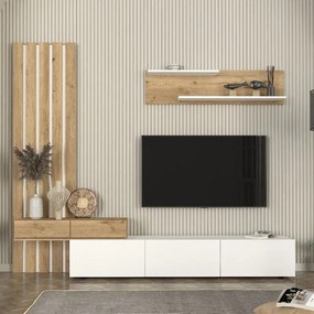 Megapap Σύνθεση Τηλεόρασης Rosaline Λευκό - Sepet Oak 233x31,3x196,8εκ.
