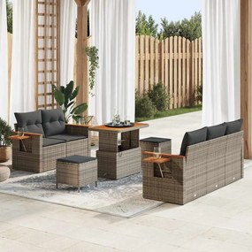 vidaXL Σετ Καναπέ Κήπου 8 pcs Γκρι Πολυέστερ και Κατασκευασμένο Ατσάλι