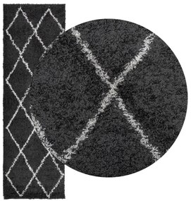 vidaXL Χαλί Shaggy με Ψηλό Πέλος Μοντέρνο Μαύρο και Κρεμ 80 x 250 εκ.
