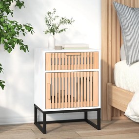 vidaXL Κομοδίνα 2 τεμ. Λευκά 40x30x55,5 εκ Επεξεργασμένο Ξύλο &amp; Σίδερο