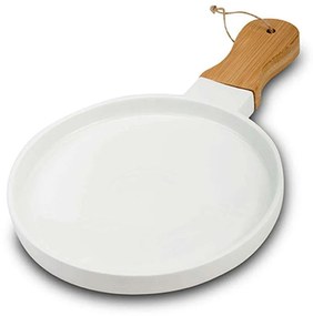 Πιατέλα Σερβιρίσματος Με Λαβή Terrestrial 10-263-024 35x21x3cm White-Natural Nava Porcelain,Bamboo