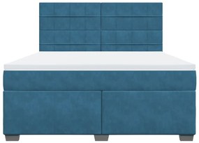 Κρεβάτι Boxspring με Στρώμα Μπλε 180x200 εκ. Βελούδινο - Μπλε