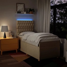 vidaXL Κρεβάτι Boxspring με Στρώμα Κρεμ 90x190 εκ.Υφασμάτινο