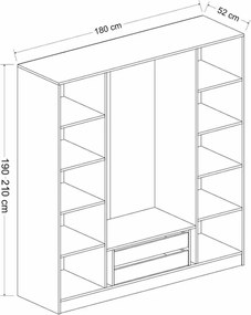 Τετραφυλλη Ντουλαπα Λευκο KALEO 52x225x190