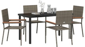 vidaXL Σέτ φαγητού για κήπο 5 pcs Γκρι Πολυ ράταν