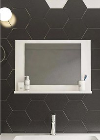 Stewehome Καθρέφτης Μπάνιου Ξύλινος με Λευκό Ράφι 60x45 cm