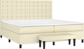 vidaXL Κρεβάτι Boxspring με Στρώμα Κρεμ 200x200 εκ. Συνθετικό Δέρμα