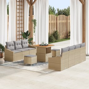 vidaXL Σετ Καναπέ Κήπου 10 pcs Μπεζ, Ανοιχτό Γκρι 80 x 80 x 71 cm