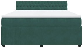 vidaXL Κρεβάτι Boxspring με Στρώμα Σκούρο Πράσινο 180x200εκ. Βελούδινο