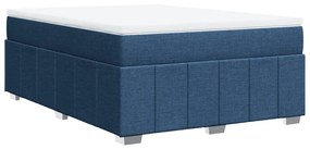 Κρεβάτι Boxspring με Στρώμα Μπλε 160x200 εκ. Υφασμάτινο - Μπλε