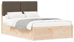 vidaXL Σκελετός Κρεβατιού με Επενδεδυμένο Κεφαλάρι Taupe 120 x 200 cm