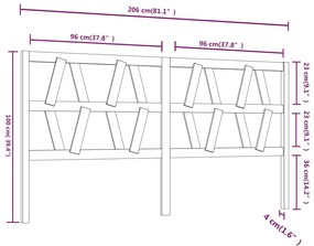 vidaXL Κεφαλάρι Κρεβατιού Μαύρο 206 x 4 x 100 εκ. Μασίφ Ξύλο Πεύκου