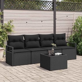 vidaXL Σετ Καναπέ με μαξιλάρι 5 pcs Μαύρο συνθετικό ρατάν