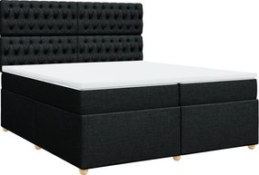 vidaXL Κρεβάτι Boxspring με Στρώμα Μαύρο 200x200 εκ. Υφασμάτινο
