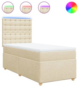 vidaXL Κρεβάτι Boxspring με Στρώμα Κρεμ 100 x 200 εκ. Υφασμάτινο