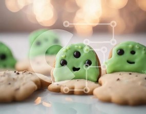 Intra Συλλεκτικό Ξύλινο Παζλ Plywood  4mm - Green Ghost Cookies για το Halloween Party Σε Ξύλινο Κουτί - Διαστάσεις: 10x10 cm – 25 κομμάτια