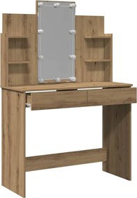 vidaXL Μπουντουάρ με LED Φώτα τεχνίτης Δρυς 96x40x142 εκ.