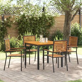 vidaXL Σέτ φαγητού για κήπο 5 pcs Μαύρο 90 x 90 x 75 cm