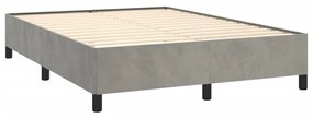 Κρεβάτι Boxspring με Στρώμα Ανοιχτό Γκρι 140x200 εκ. Βελούδινο - Γκρι