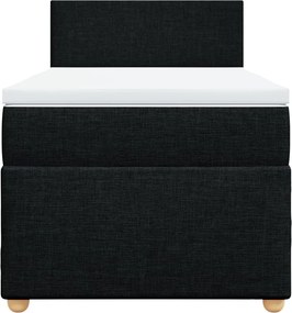 vidaXL Κρεβάτι Boxspring με Στρώμα Μαύρο 90x190 εκ.Υφασμάτινο