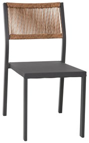 ΚΑΡΕΚΛΑ ΑΛΟΥΜΙΝΙΟΥ ΑΝΘΡΑΚΙ ΜΕ RATTAN ΚΑΙ TEXTLINE  46x55,5x83Υ εκ.