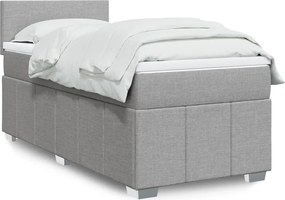 vidaXL Κρεβάτι Boxspring με Στρώμα Ανοιχτό Γκρι 90x190 εκ. Υφασμάτινο