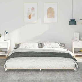 vidaXL Κρεβάτι δαπέδου Λευκό 200 x 210 cm Μασίφ ξύλο πεύκου