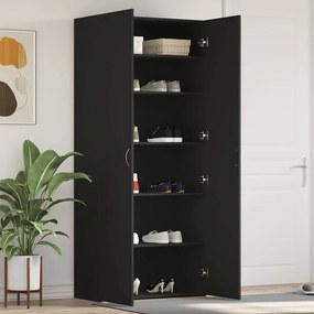 vidaXL Ντουλάπα Παπουτσιών Μαύρο 80 x 35.5 x 180 εκ Επεξεργασμένο ξύλο