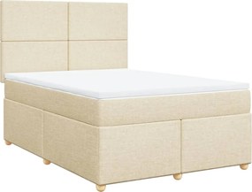 vidaXL Κρεβάτι Boxspring με Στρώμα Κρεμ 160x200 εκ. Υφασμάτινο