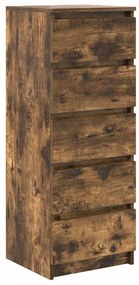 Συρταριέρα με Συρτάρια Καπνιστή Δρυς 37,5x35x99 εκ. Επεξ. Ξύλο - Καφέ