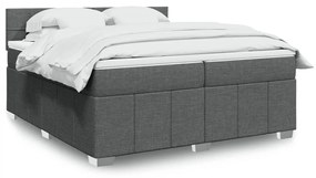 vidaXL Κρεβάτι Boxspring με Στρώμα Σκούρο Γκρι 200x200 εκ. Υφασμάτινο