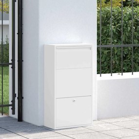 vidaXL Θυρίδα Πακέτων με αποθήκευση Λευκό 44 x 22 x 82 εκ. Ατσάλι