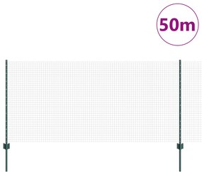 vidaXL Φράχτης  Welded Wire με 22 U Posts Πράσινος 1x50 μ Χάλυβας