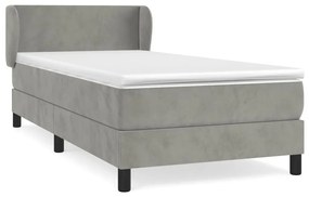 vidaXL Κρεβάτι Boxspring με Στρώμα Ανοιχτό Γκρι 100x200 εκ. Βελούδινο