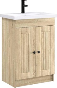 vidaXL Σετ Επίπλων Μπάνιου Sonoma Δρυς 56 x 37,5 x 81 εκ